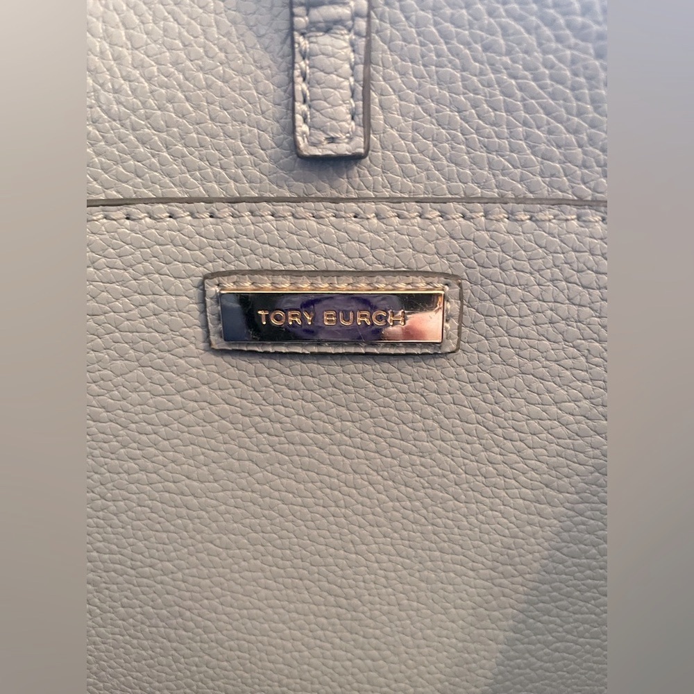 Tory Burch Sky Blue Leather Tote Bag - Picture 8 of 16